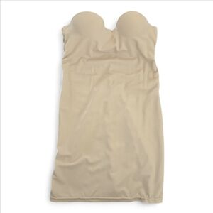 Victoria Secret Body Shape Size 34A Strapless Beige Dress Slip W/ Bra Support